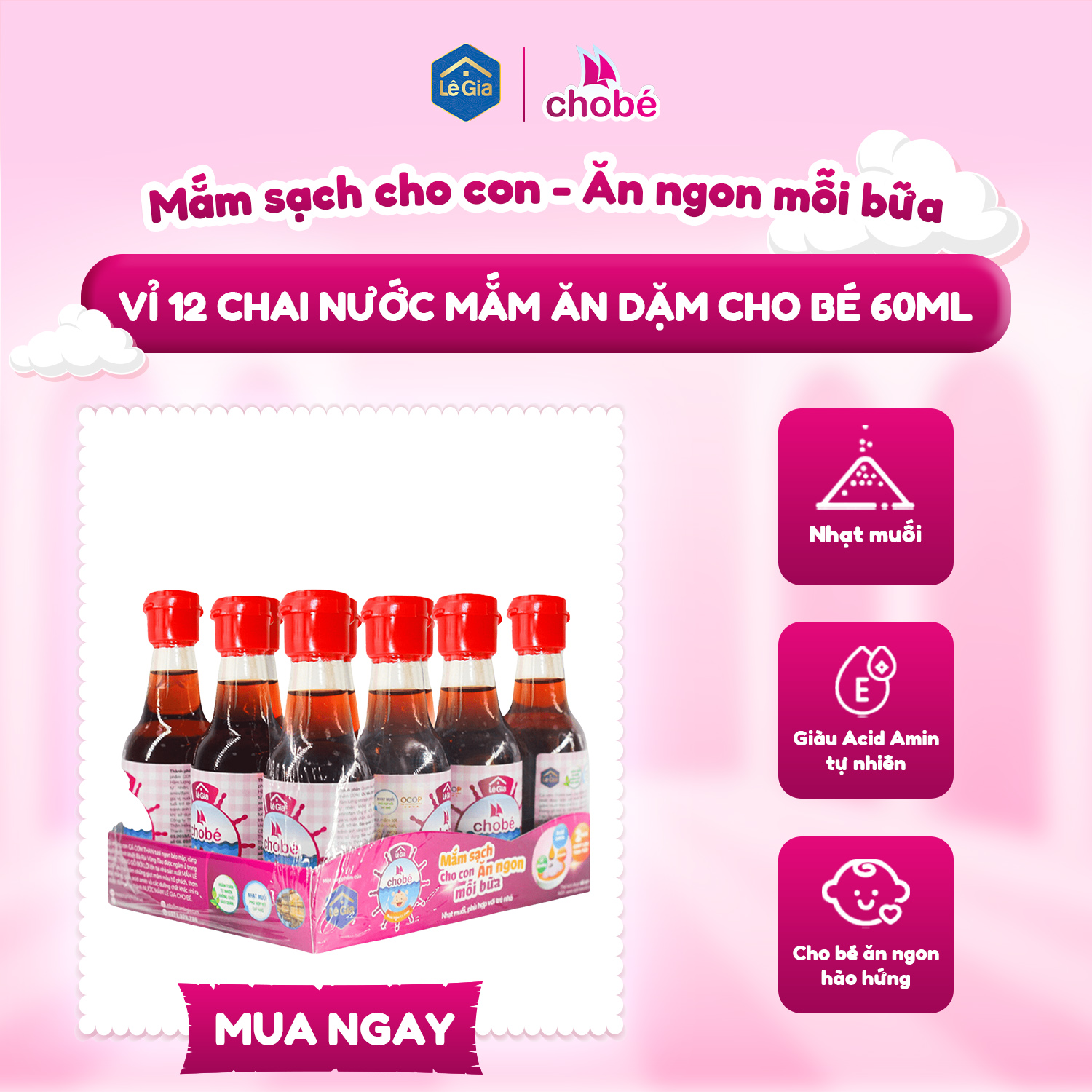 Vỉ 12 chai nước mắm Lê Gia cho bé ăn dặm0
