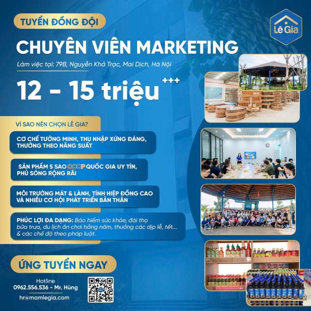 TUYỂN DỤNG CHUYÊN VIÊN MARKETING