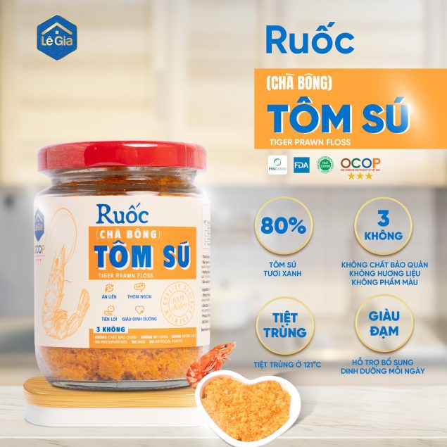 Hướng Dẫn Sử Dụng & Bảo Quản Ruốc (Chà Bông) Tôm Sú Lê Gia