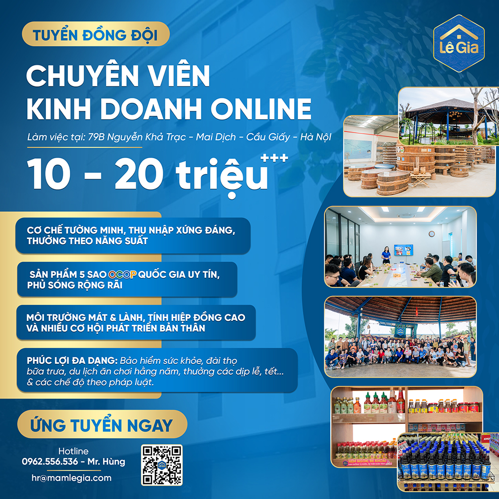TUYỂN DỤNG CHUYÊN VIÊN KINH DOANH ONLINE